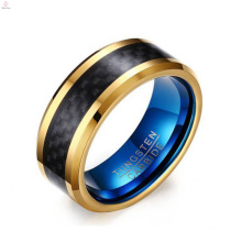 Mens Wedding Band Tungsten Inlay Black And Blue Rings